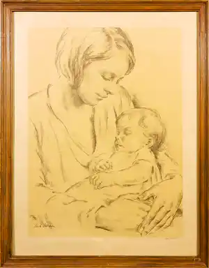 Sierk Schroder - Litho, Moeder en kind - Ingelijst verkauft für € 60!