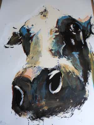 Theo Onnes - Zeefdruk. Titel. "Cow 2 ( Groot ) verkocht voor € 80!