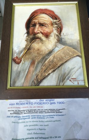 Roberto Figerio - The fisherman - old man smoking pipe kopen? Bied vanaf 1!
