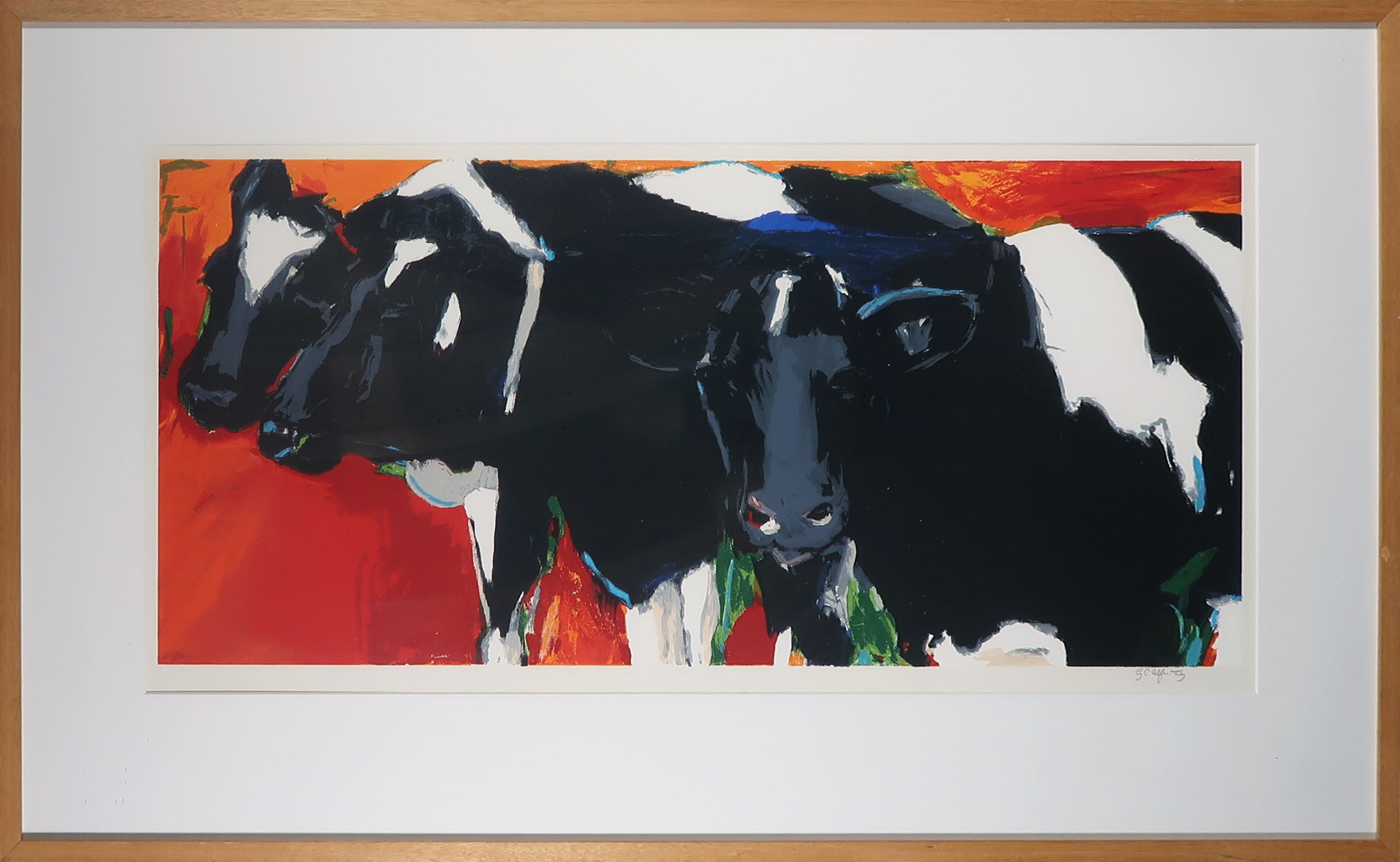 Gerda Elfring - Zeefdruk, Koeien - Ingelijst (Groot) verkocht voor € 60!