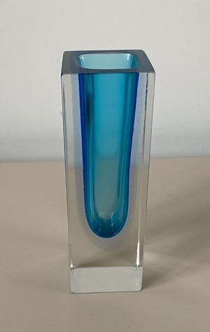 Flavio Poli - Vintage Lichtblauwe Mandruzzato glazen vaas kopen? Bied vanaf 50!