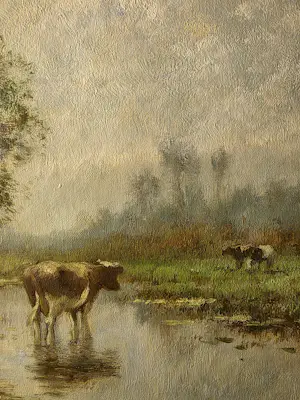 Cor Bouter - Landschap met koeien kopen? Bied vanaf 350!