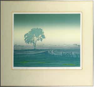 Hans Heijman - Kleurenets, Rivierenland Blues III - Ingelijst verkocht voor € 35!