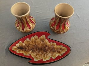 Vallauris Keramiek - Paul BAUDIN - Vintage - 2 Vazen en fruitschaal kopen? Bied vanaf 20!