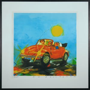 Ad Verstijnen - Zeefdruk, VW Kever - Ingelijst kopen? Bied vanaf 50!