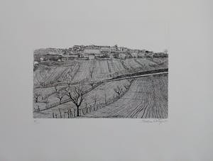 Teodoro Cotugno - Handgesigneerde ets: Landschap kopen? Bied vanaf 19!