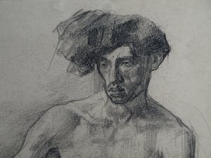 Johannes Hendricus Jurres - Tekening , Naakte man – gesigneerd & ingelijst – ca 1930 kopen? Bied vanaf 125!