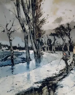 Ferdinand Luigini - Caravan in de winter. kopen? Bied vanaf 44!