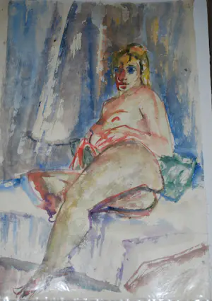 Rob Aussen - collectie van 9 (!) grote aquarellen naakte vrouwen kopen? Bied vanaf 100!