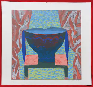 Rien Bout - Compositie met schaal, zeefdruk kopen? Bied vanaf 50!