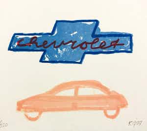 Klaas Gubbels - Litho. De Chevrolet verkocht voor € 125!