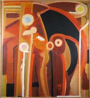 Han Sterk - Olieverf op paneel, Z.T. Abstracte compositie - Ingelijst (Zeer groot) verkocht voor € 1!