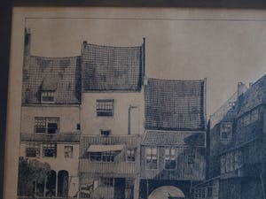 Niet of onleesbaar gesigneerd - Pentekening , “Achtergevels bocht te Enkhuizen” kopen? Bied vanaf 10!