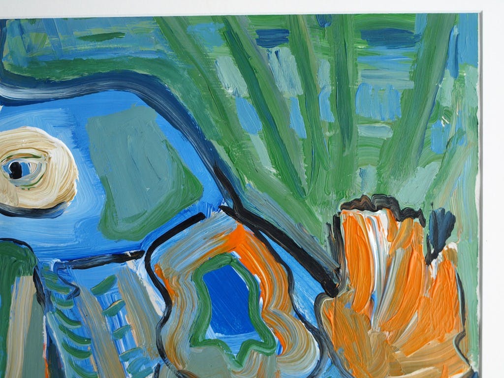 Jasper Banen - Acrylverf op papier , De Onschuldige – gesigneerd – 1993  kopen? Bied vanaf 55!