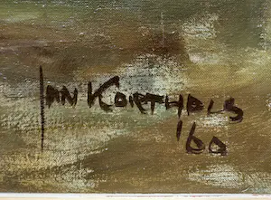 Jan Korthals - Hoogovens, olieverf op doek (ingelijst, groot) kopen? Bied vanaf 995!