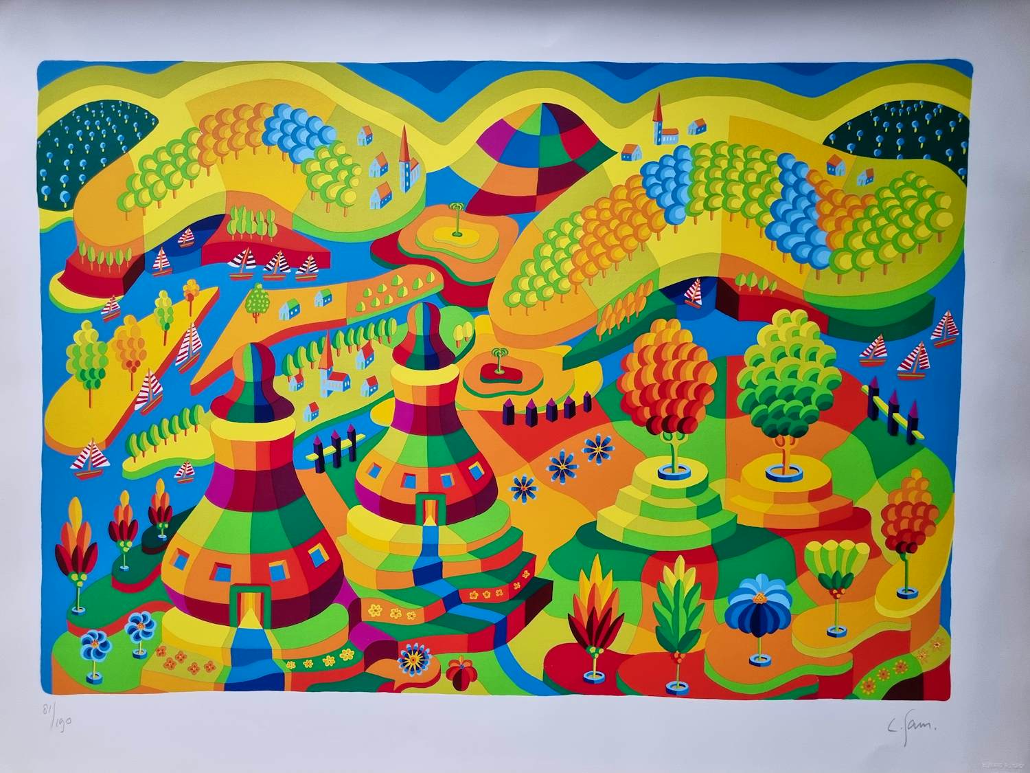 Louis Gans - Fantasielandschap kopen? Bied vanaf 75!