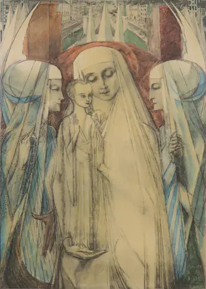 Jan Toorop - Isografie, Maria met kind - Ingelijst kopen? Bied vanaf 70!