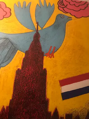 Corneille - Corneille - Vol d'Oiseau au dessus du Beffroi d'Amsterdam - Grande Lithographie kopen? Bied vanaf 165!