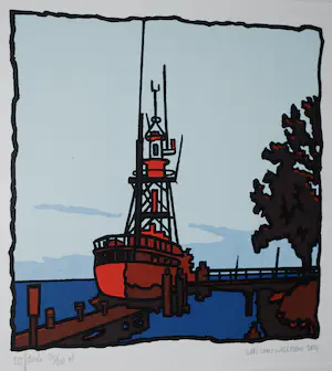 Wim van Willegen - Lichtschip - Hellevoetsluis - zeefdruk 2004 - ingelijst kaufen? Bieten Sie von 45!