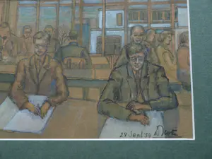 Dirk Harting - Ingelijste pasteltekening , Op kantoor – 1954 - Lijst, 50 x 64 cm kopen? Bied vanaf 100!