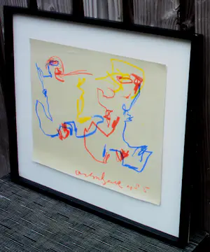 Anton Heyboer - Ingelijste tekening: 2 figuren- 1985 kopen? Bied vanaf 199!