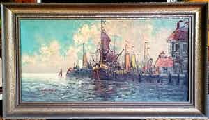 Willem Hendrik van Norden - Platbodems in een Zuiderzeehaven verkocht voor € 50!