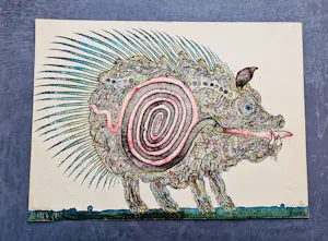 Bernhard Jäger - UNIKAT (persönliches Exemplar) Große farb-Lithografie "stachelschwein" signiert kopen? Bied vanaf 56!