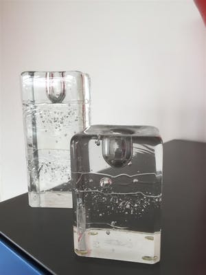 Timo Sarpaneva - Iittala - twee glazen kandelaars "Archipelago" kopen? Bied vanaf 35!