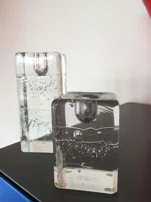 Timo Sarpaneva - Iittala - twee glazen kandelaars "Archipelago" verkocht voor € 35!