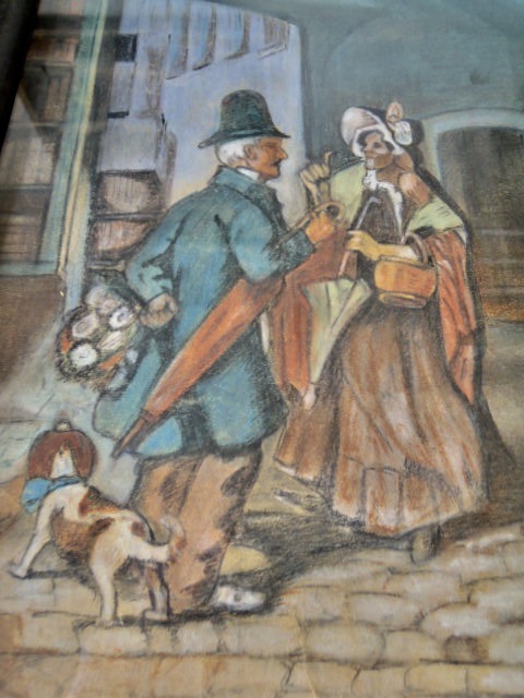 Niet of onleesbaar gesigneerd - Grote tekening in Dickens stijl uit 1937 = gesigneerd kopen? Bied vanaf 1!