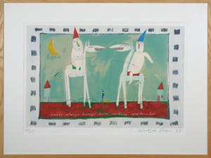 Wouter Stips - Zeefdruk, Daddy always brings home something spectacular - Ingelijst (Groot) kopen? Bied vanaf 50!