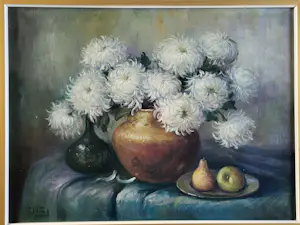 Pieter Johannes Tol - Bloemstilleven van Chrysanten in een pot. kopen? Bied vanaf 125!