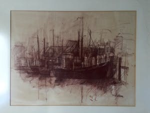 Dirkje Kuik - "Havengezicht" - Pasteltekening, Ingelijst kopen? Bied vanaf 115!