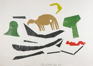 Carel Visser - Houtsnede op geschept papier, Zonder titel kopen? Bied vanaf 150!