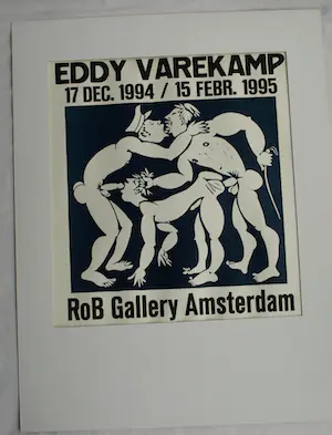 Eddy Varekamp - Afdruk linosnede, Affiche expositie Rob Gallery Amsterdam - 1994 kopen? Bied vanaf 25!
