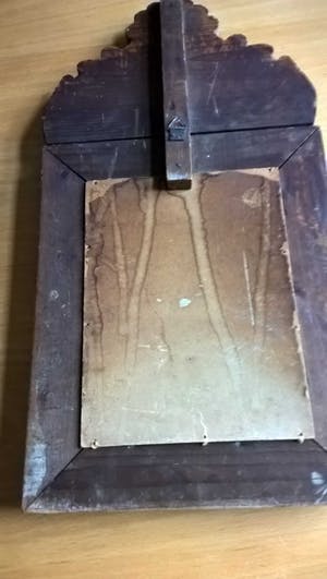 Curiosa - Latoenkoperen Spiegel / Stoffer en Blik - Hout, Koper kopen? Bied vanaf 1!