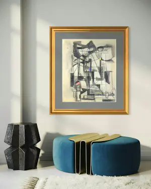 Silvin Bronkart - Prächtige und großformatige abstrakte Komposition aus dem Jahr 1953 kopen? Bied vanaf 800!