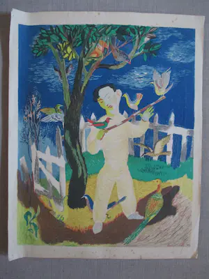 Lucie Kurpershoek-Visser - Litho Jongen met vogels kopen? Bied vanaf 25!