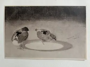 AcheterJan Mankes - Originele Heliogravure 2 Kuikens op Tinnen schaal 1923? Enchérissez de 1!