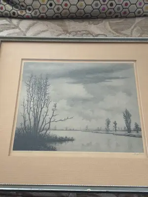 Dirk Harting - Waterlandschap met bomen kopen? Bied vanaf 30!