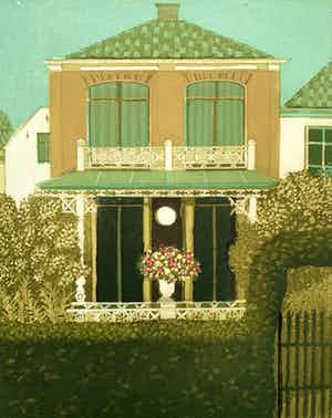Laetitia de Haas - kleurenets - 'Huisje in Zwolle (vanaf Wilhelminasingel) - 1992 verkocht voor € 75!