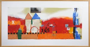 Theo Koster - Zeefdruk, Zonder titel (Liggend rood) - Ingelijst (Groot) kopen? Bied vanaf 50!