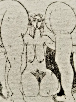 Theo Beerendonk - Expliciete jaren 60 droge naald Ets "3 vrouwen" - potloodgesigneerd kopen? Bied vanaf 28!