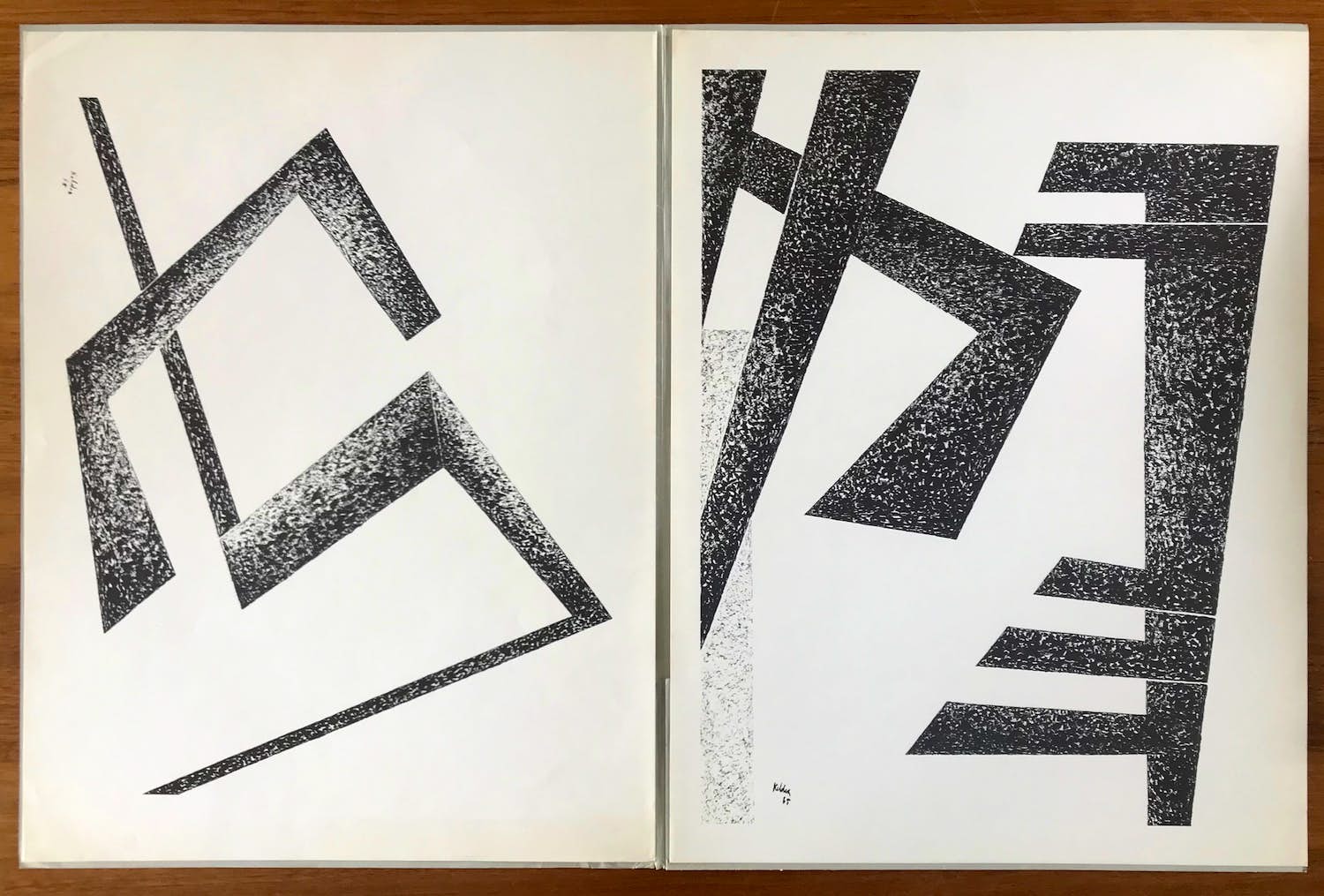 Toon Kelder - Lot van 2 litho's - Abstracte voorstellingen - 1965 verkocht voor € 1!