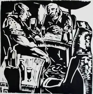 Harmen Meurs - L' Apéro - houtsnede 1928 vendu pour 30€ !