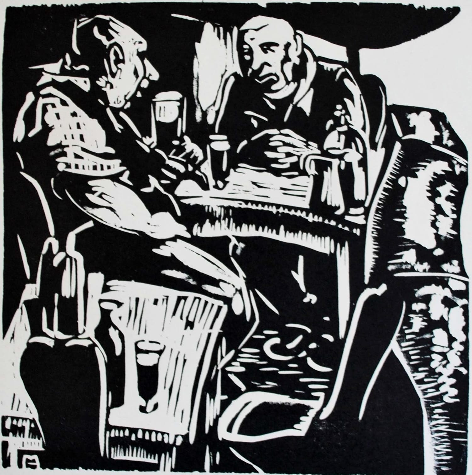 Harmen Meurs - L' Apéro - houtsnede 1928 kopen? Bied vanaf 30!