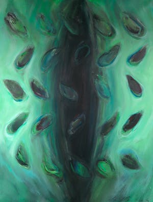 Wim de Bruin - Acryl op doek, Ritme in groen - Ingelijst (Groot) kopen? Bied vanaf 1!