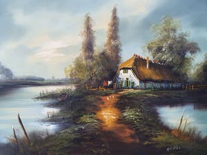 Bartha Femke Mirandolle - de Vries | Landschap met Boerderij kopen? Bied vanaf 40!