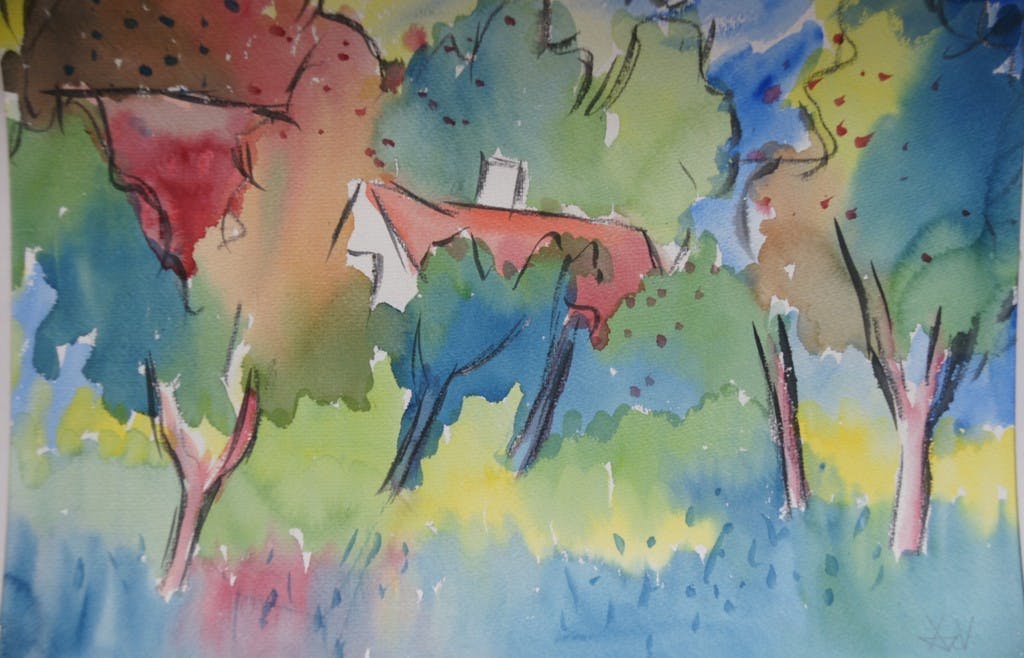 Andre van der Vossen - Laatste x! André van der Vossen - aquarel - zonder lijst - goede staat verkocht voor € 145!