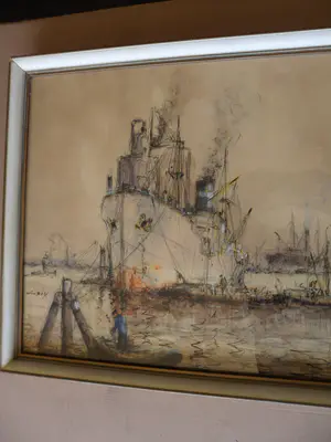 Wim Bos - Gemende Techniek. Gezicht op bedrijvige Maashaven. kopen? Bied vanaf 80!